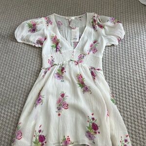 Floral White and Purple Kids Dress